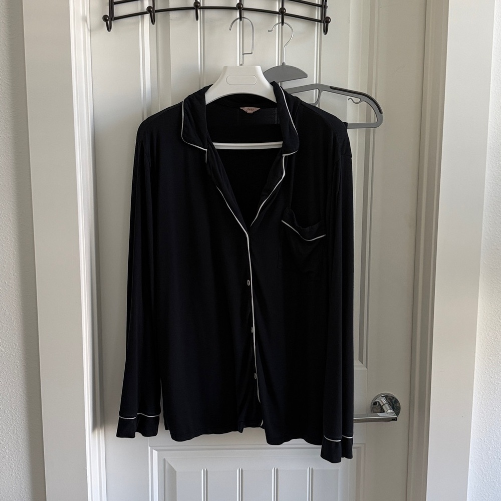Eberjey Black Pajama Set with White Accents